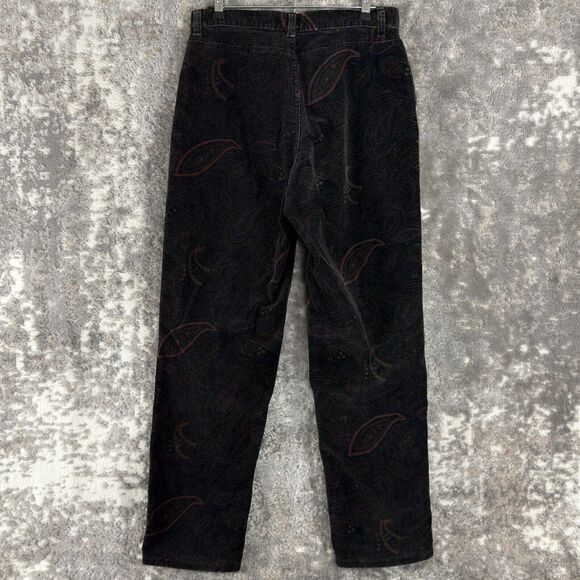 VTG ST Johns Bay Sz 10 Corduroy Paisley Floral Jeans Black Straight Leg Pants - Picture 3 of 11
